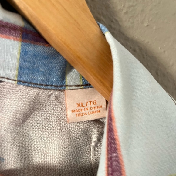 2 x $25 Tommy Bahama Relax Men’s XL 100% Linen Plaid Short Sleeve Shirt - Picture 5 of 15